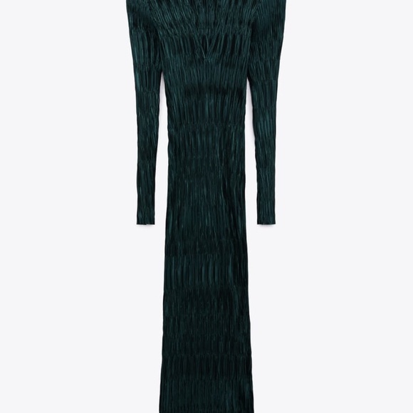 PLEATED MIDI DRESS GREEN - Picture 5 of 8
